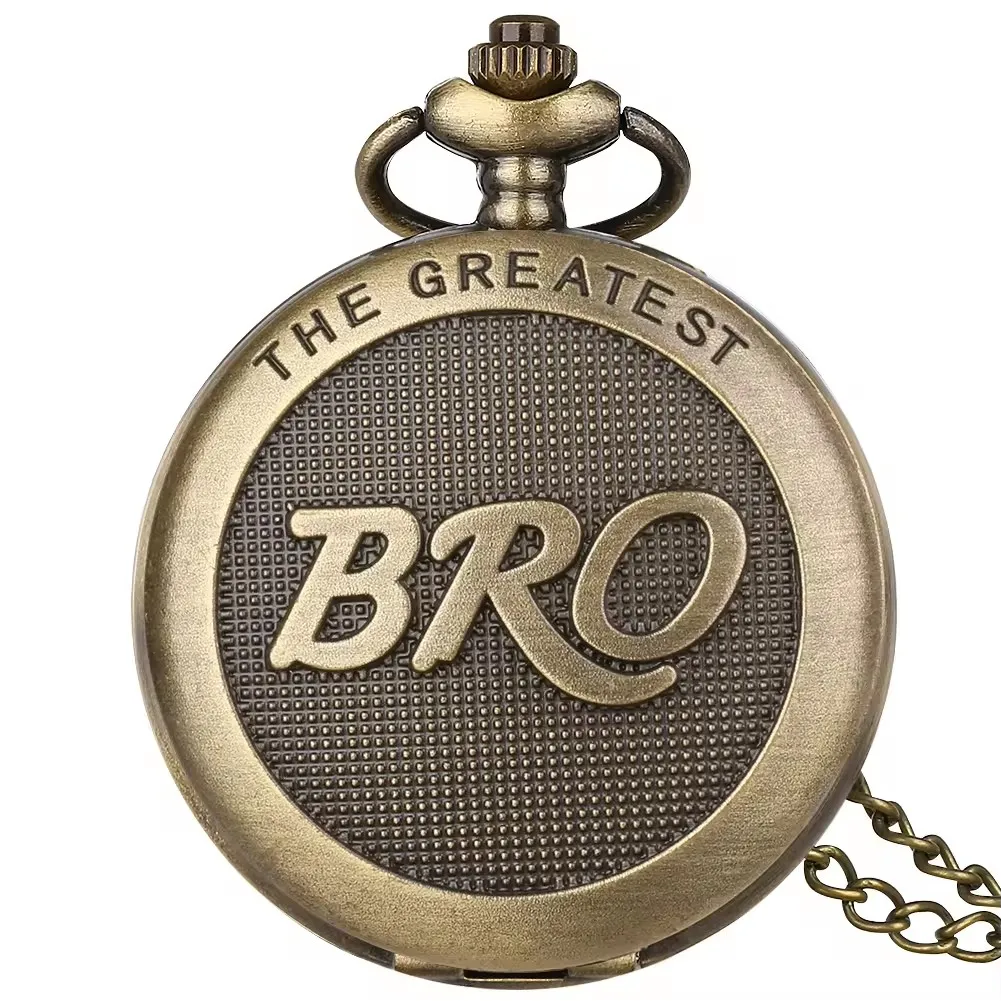 The Greatest Bro Men Steampunk Quartz Pocket Watch With Chain Gift for Birthday