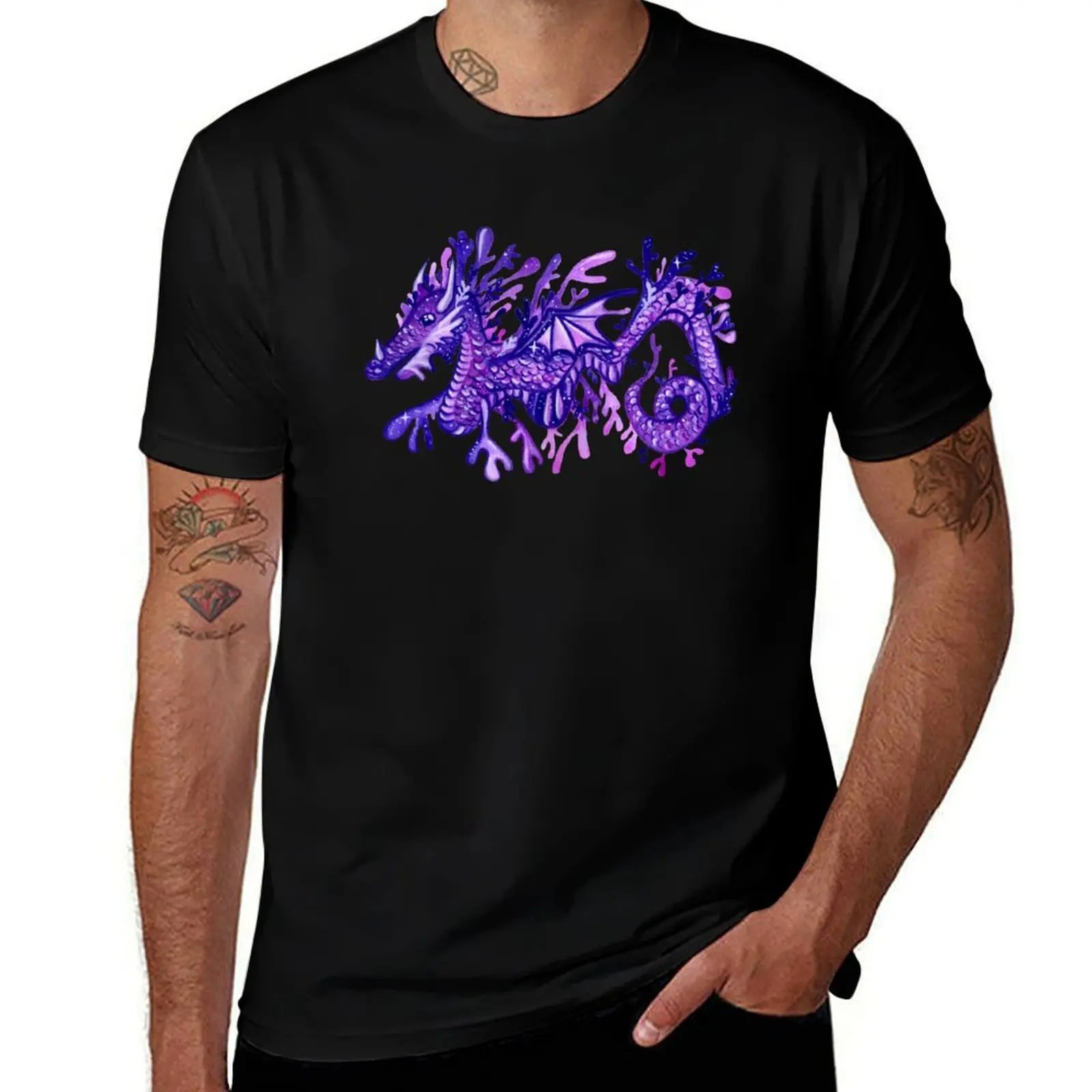 

Sea Dragon - Black T-Shirt vintage luxury designer anime shirt summer clothes t shirts for men cotton