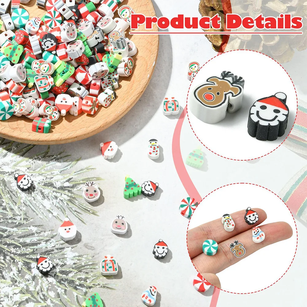16/45/95pcs Multi-color Christmas Series Polymer Clay Beads,Beads & Bead Assortments,can Be DIY Jewelry Decoration Accessories