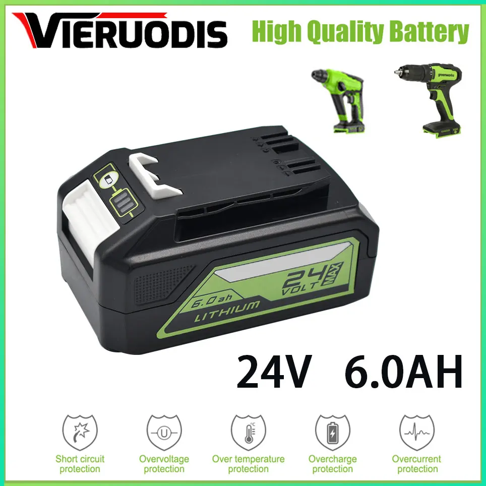 For Greenworks 24V 5.0AH/6.0AH/8.0AH Lithium Ion Battery (Greenworks Battery) The original product is 100% brand new