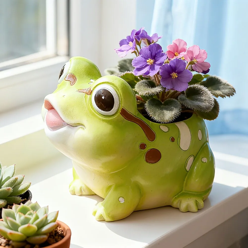 

Cute Cartoon Frog Flower Pot Succulent Plant Decorative Planters Device Creative Personality Desktop Potted Plant Ornament
