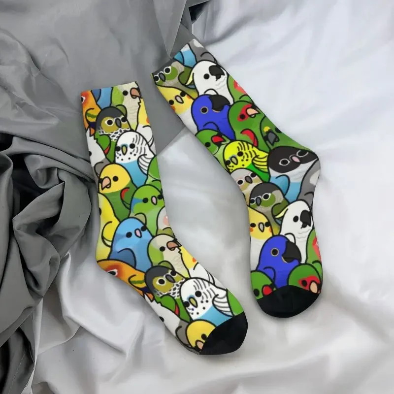 Calcetines de vestir con estampado 3D para hombre y mujer, calcetín Unisex cálido con estampado 3D de loro, pájaro cacatúa, divertido