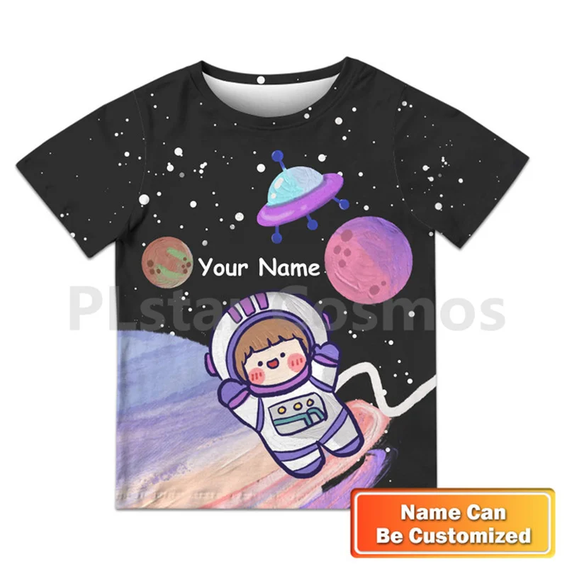 Astronaut Kid T Shirt Personalized Name 3d Printed Tops Kids Boy For Girl T Shirt Cosplay Clothing