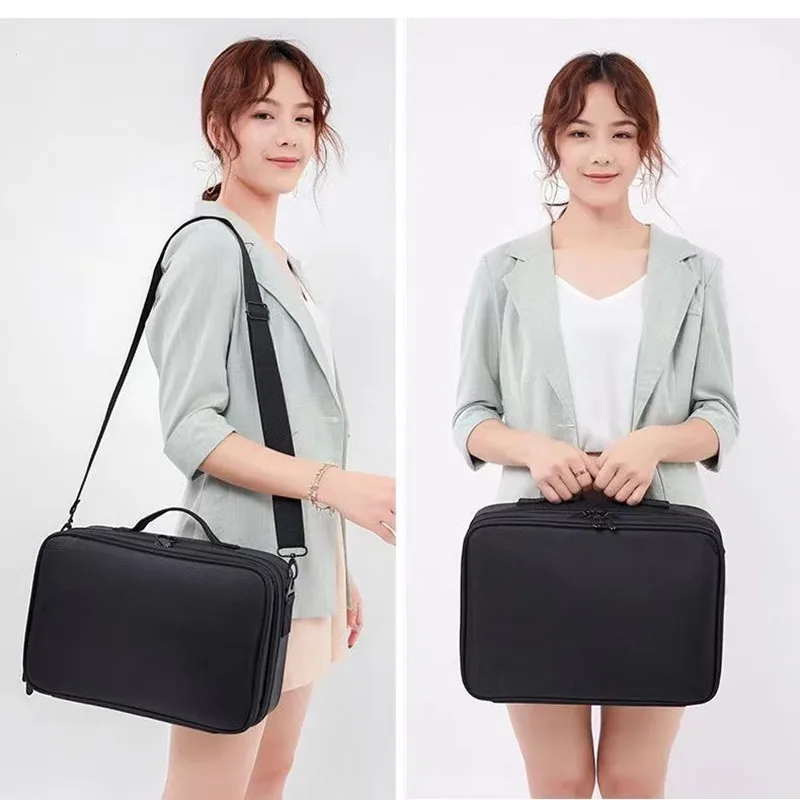 New Portable Makeup Bag Professional Embroidered Nail Art Clapboard Case Toolbox Cosmetic Bags for Women