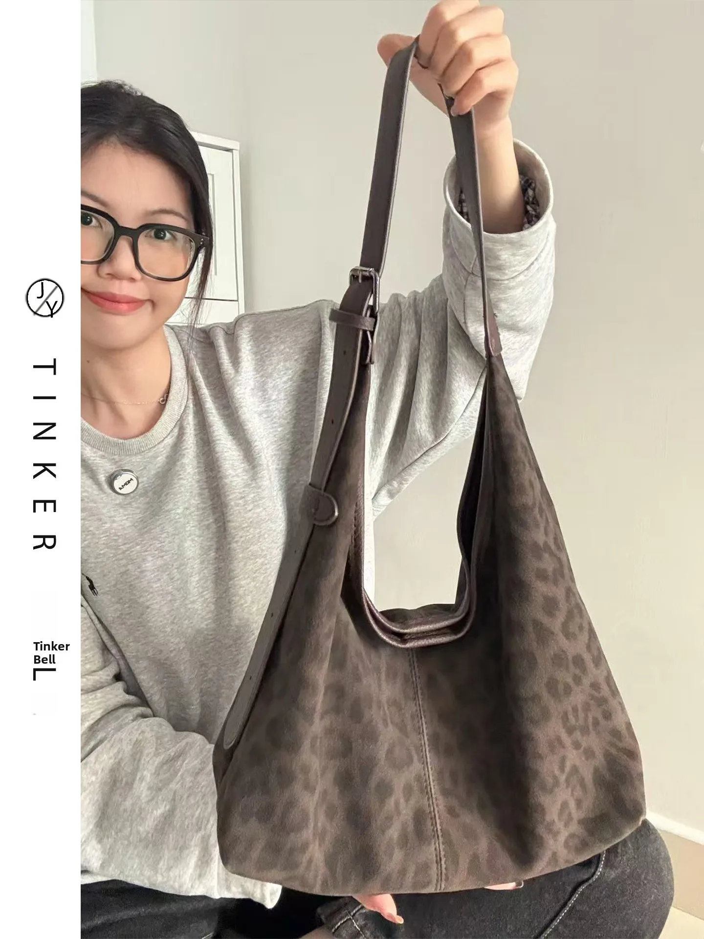 

Женская большая сумка-тоут с леопардовым принтом в стиле ретро, повседневная сумка через плечо, модная универсальная сумка для поездок на работу