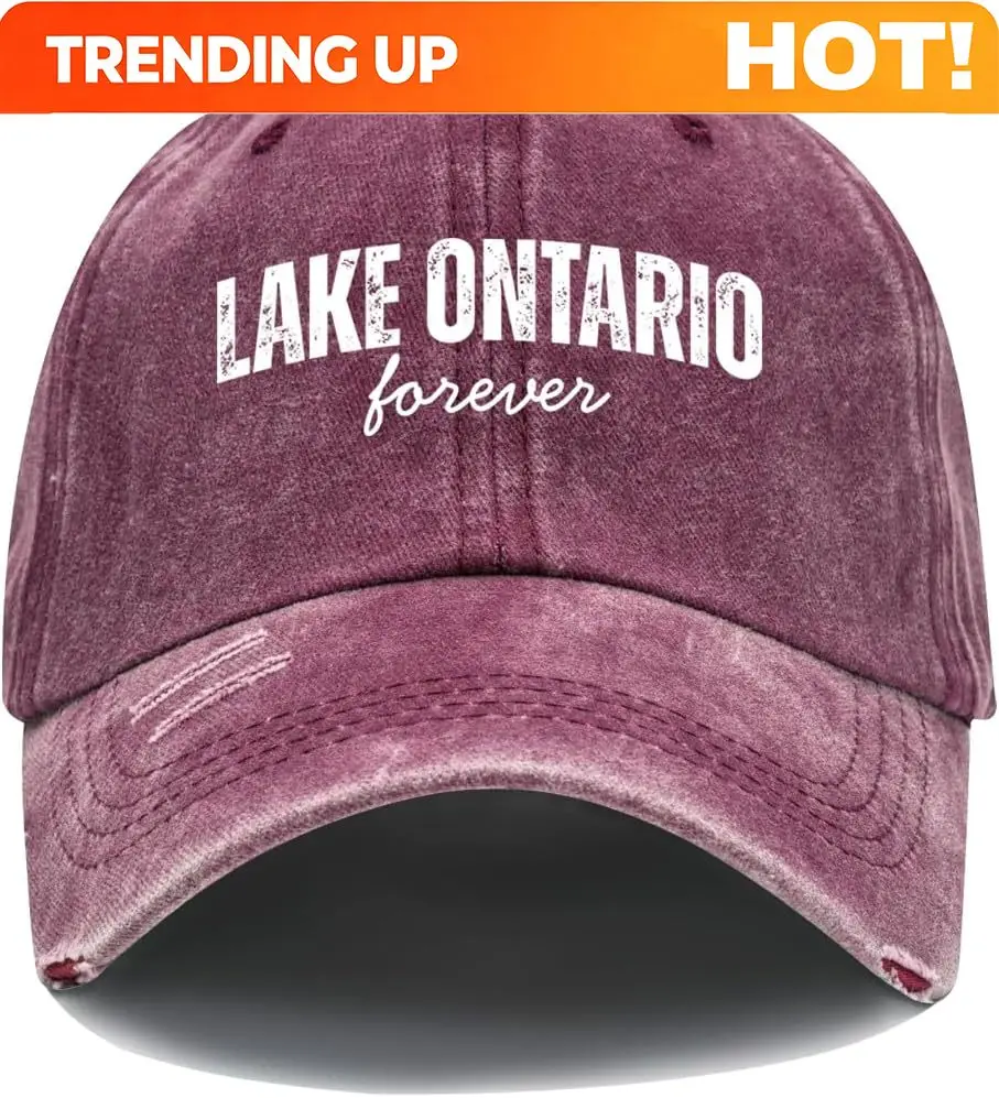 Customization Lake Ontario Hat Canada Lakes Vintage Denim Baseball Cap