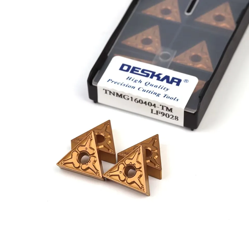 DESKAR Numerical Control Lathe TNMG160404/08/12-TM/PR/R-S/L-S LF9028 Original triangular Outer Circle Turning Insert Steel Parts