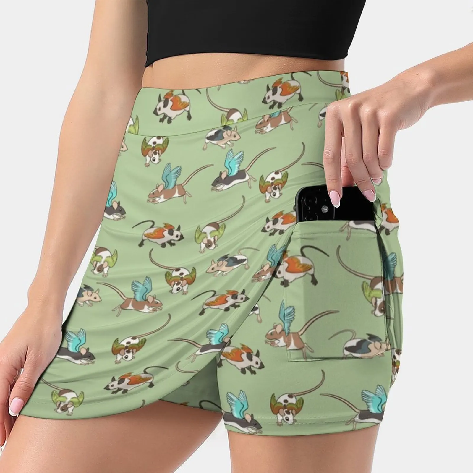 

Fluttermouse Pattern Women's skirt Y2K Summer Clothes 2022 Kpop Style Trouser Skirt With Pocket Mouse Angel Rat Fluttermouse