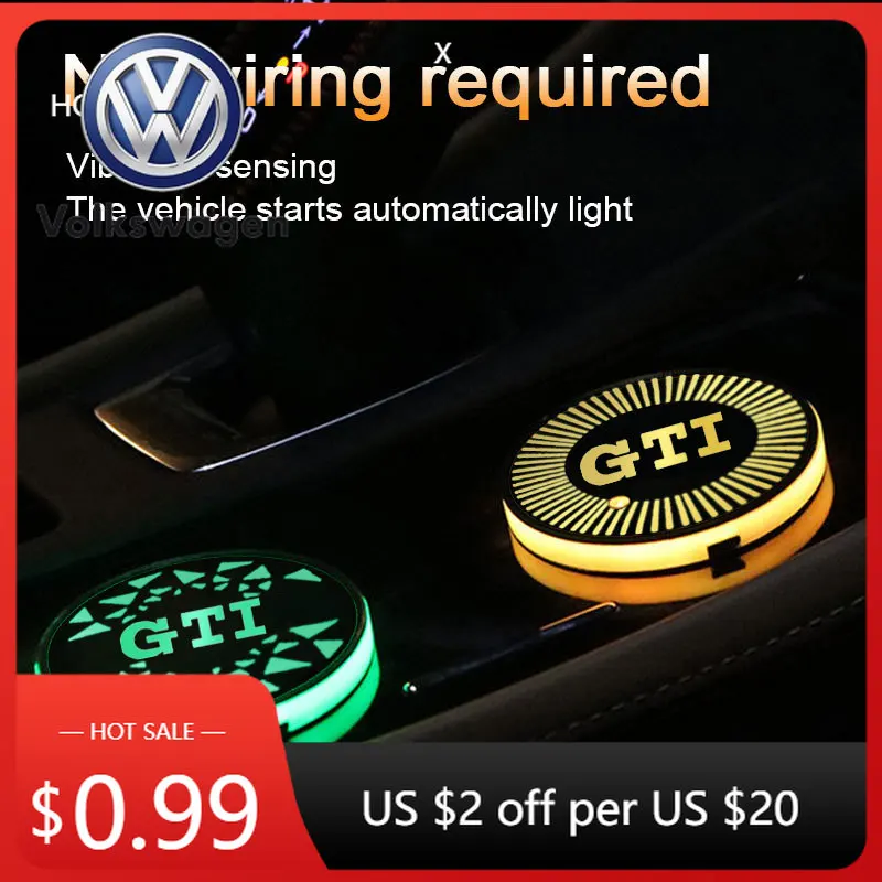 

Новинка 2026: Светящийся LED-коврик для подстаканника автомобиля Volkswagen (для VW GTI, R-Line, Golf, Passat, Jetta, Touareg, Tiguan, Polo, CC, V)