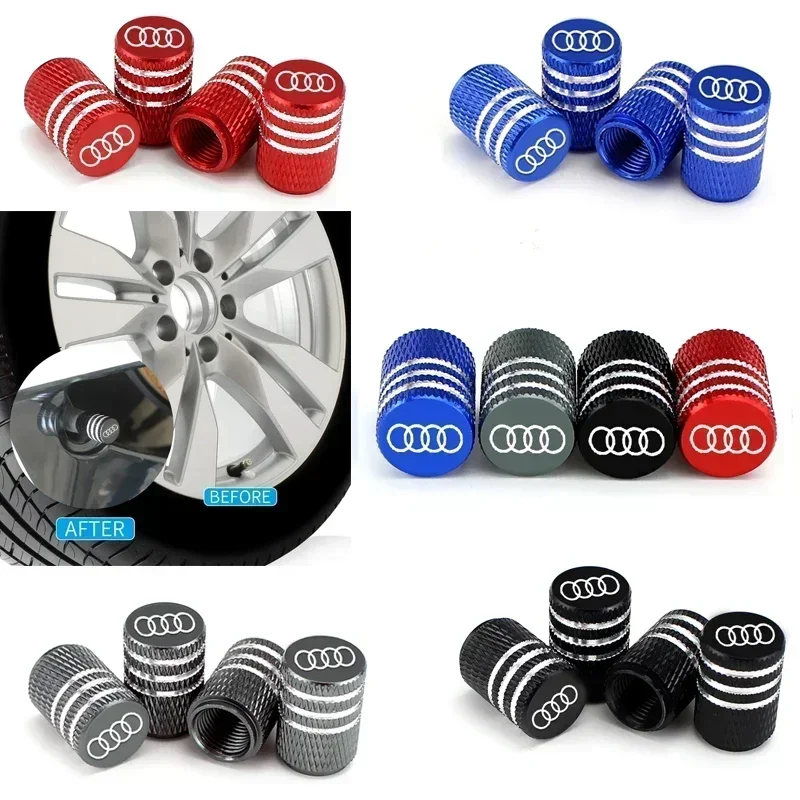 4 Peças Tampas de Válvula de Roda para Audi Sline S3 S4 S5 S2 S1 RS4 RS5 Q3 Q5 Q7 TT A4 A6L A8 A1 A5 A9