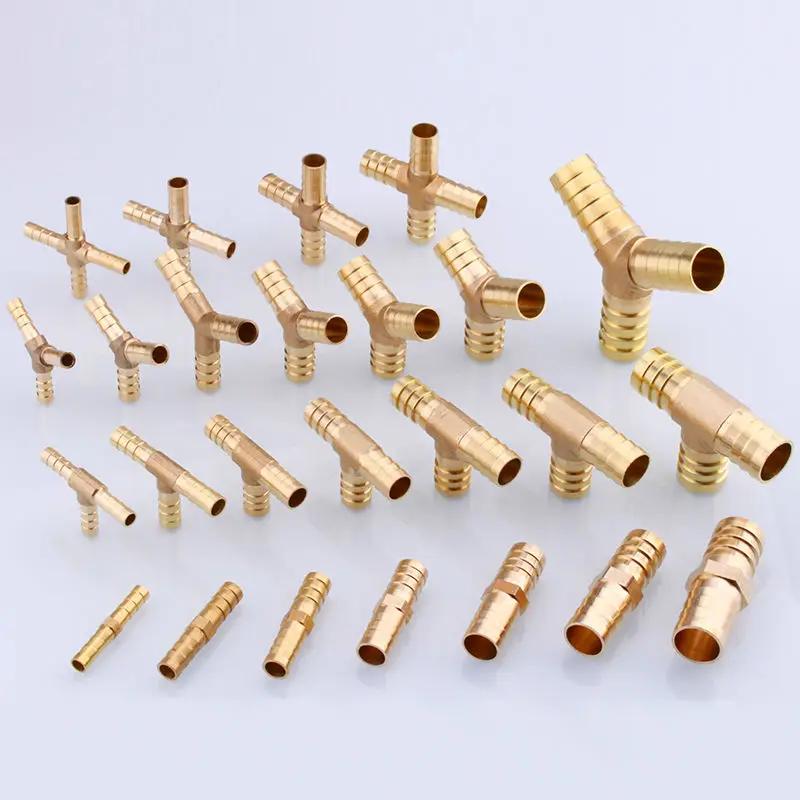 4 5 6 8 10 12 14 16 19 25mm Hose Barb Brass Hosetail Straight Elbow Tee Y Cross 2/3/4 Way Fitting Splitter Connector Home Garden