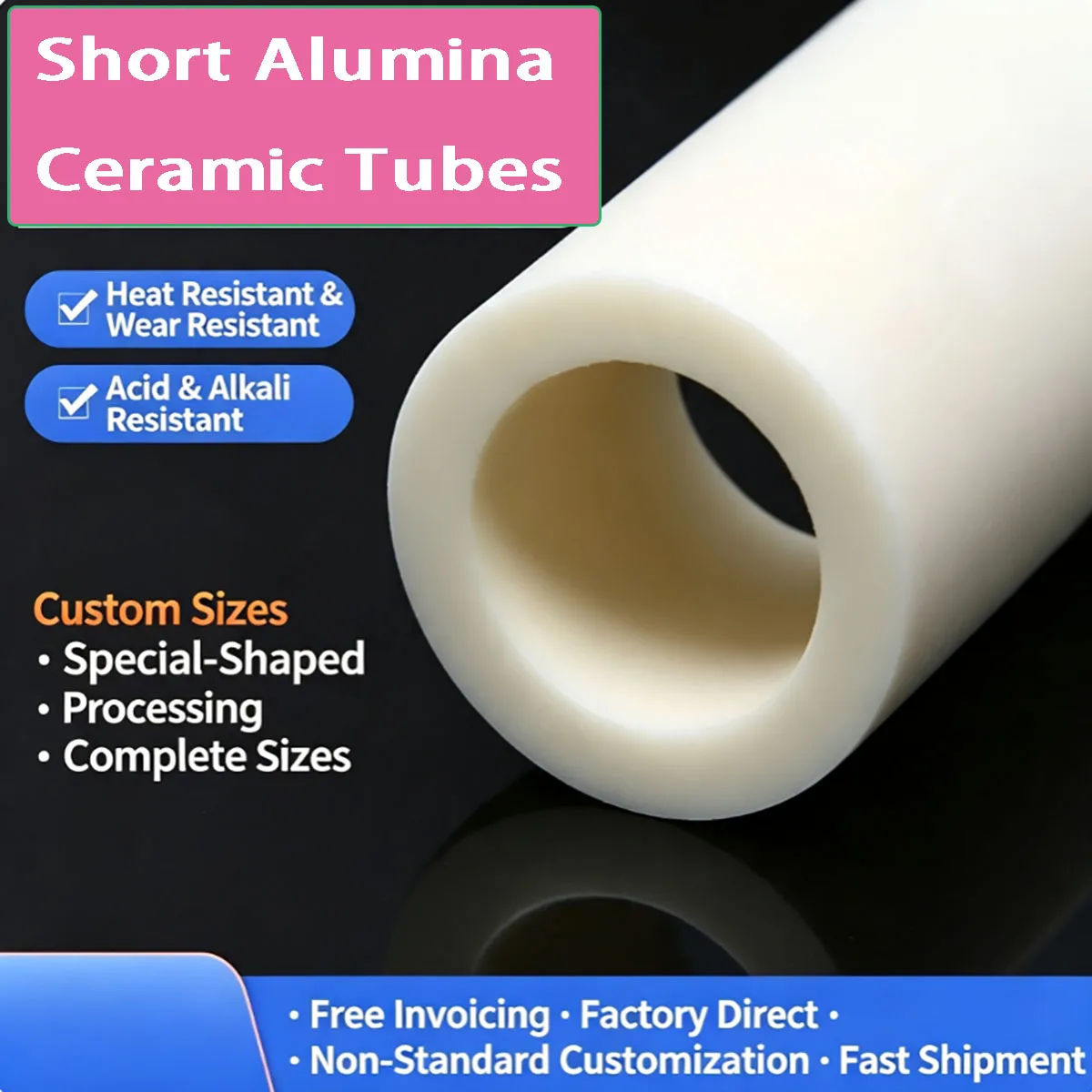 95 Alumina Single‑Hole Ceramic Tube Hollow Insulation Sleeve for High‑Temperature Furnace, Electrical Insulation Equipment Parts