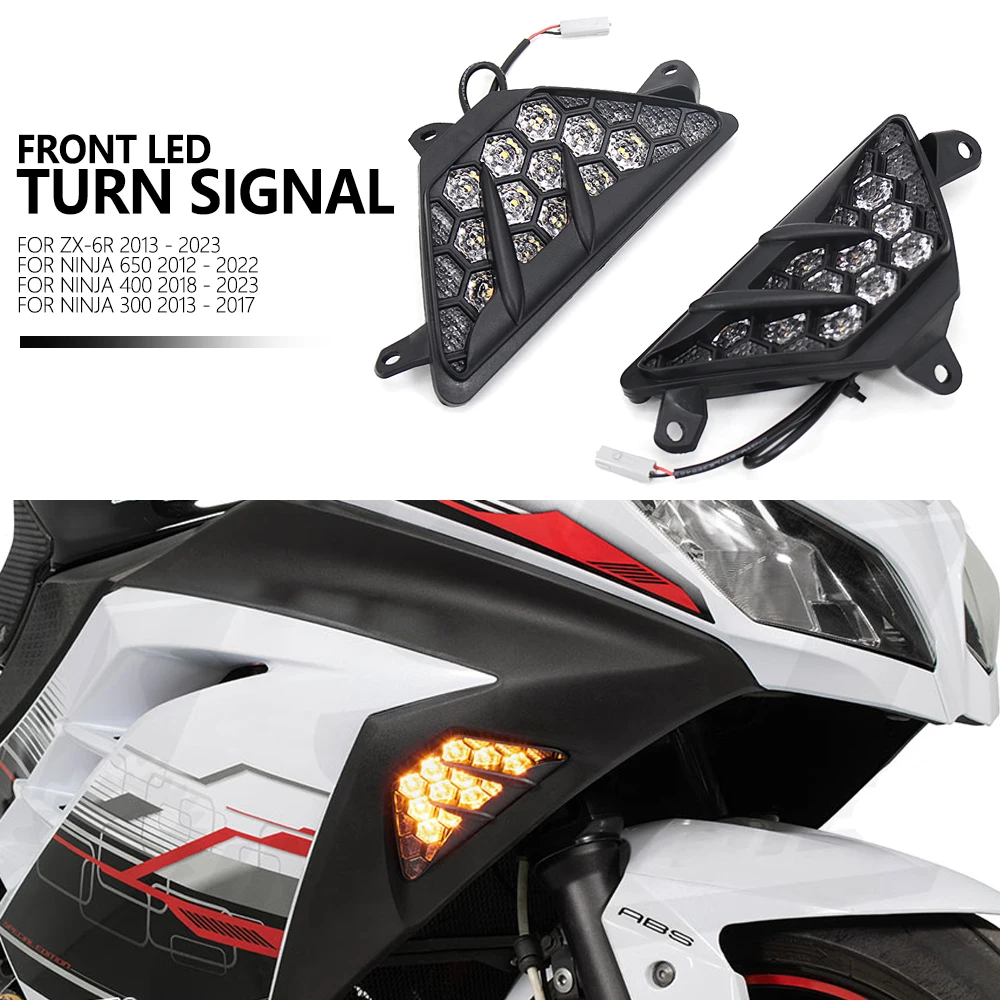 New Accessories For KAWASAKI Ninja NINJA 300 400 650 1000 LED Front Turn Indicator Blinker Signal Light ZX6R ZX-6R 2013 - 2023