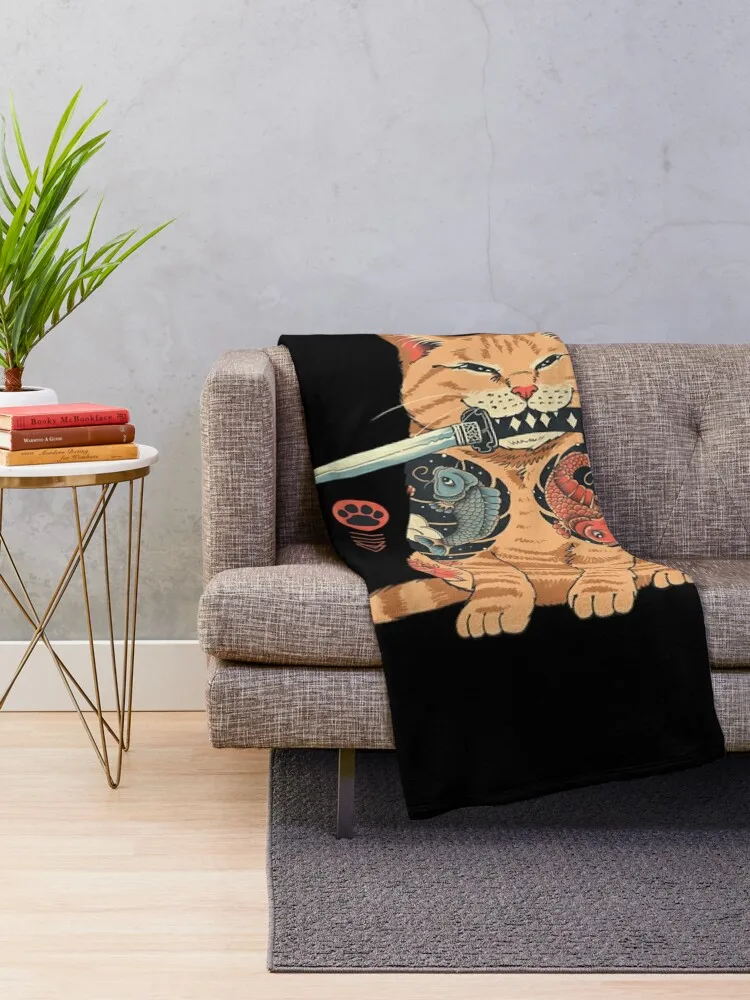 Cat Neko Catana Anime Art For Women Teen Girls Anime merc Throw Blanket christmas gifts Hair Picnic Blankets