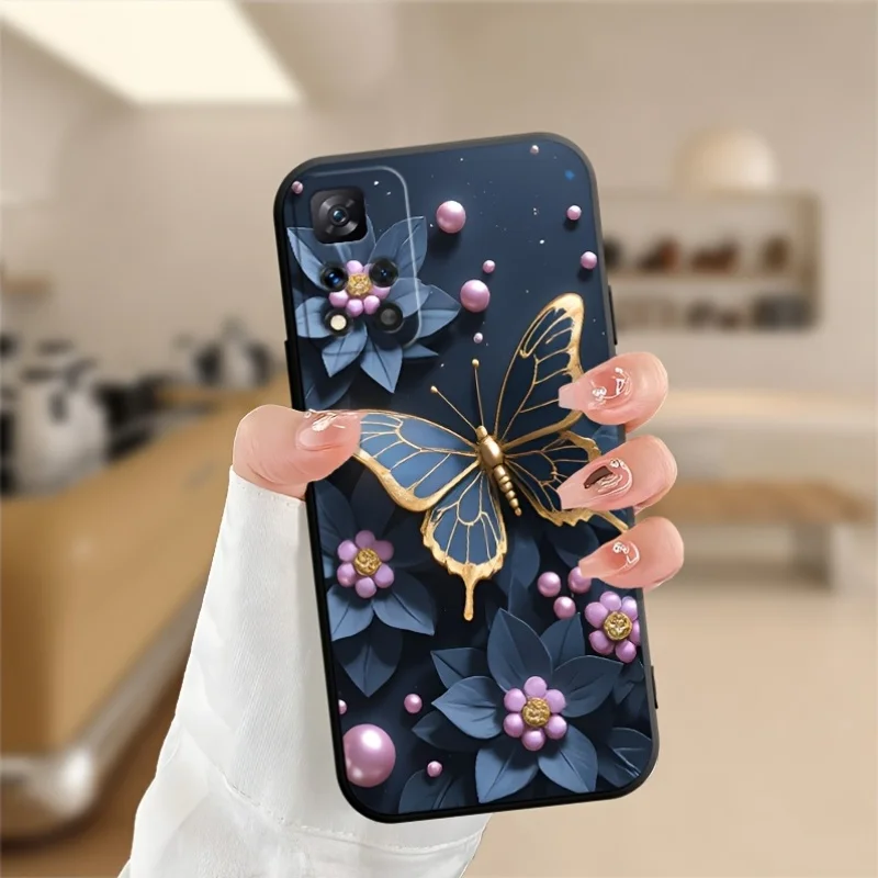 Kimsan Butterfly and Flower Pattern Soft Rubber Phone Case for Redmi Note 15 14 13 12 11 PRO 5G 4G soft protective cover