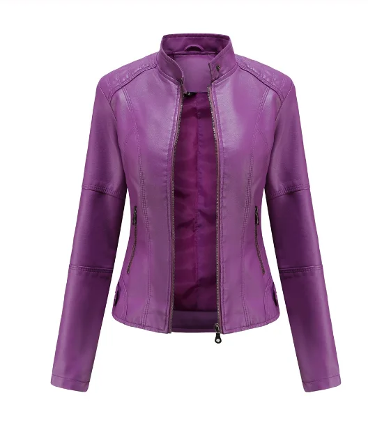 女性用レザージャケット、花柄刺繍レザージャケット、レディースフェイクレザーソフトレザーモトバイカーアウターウェア