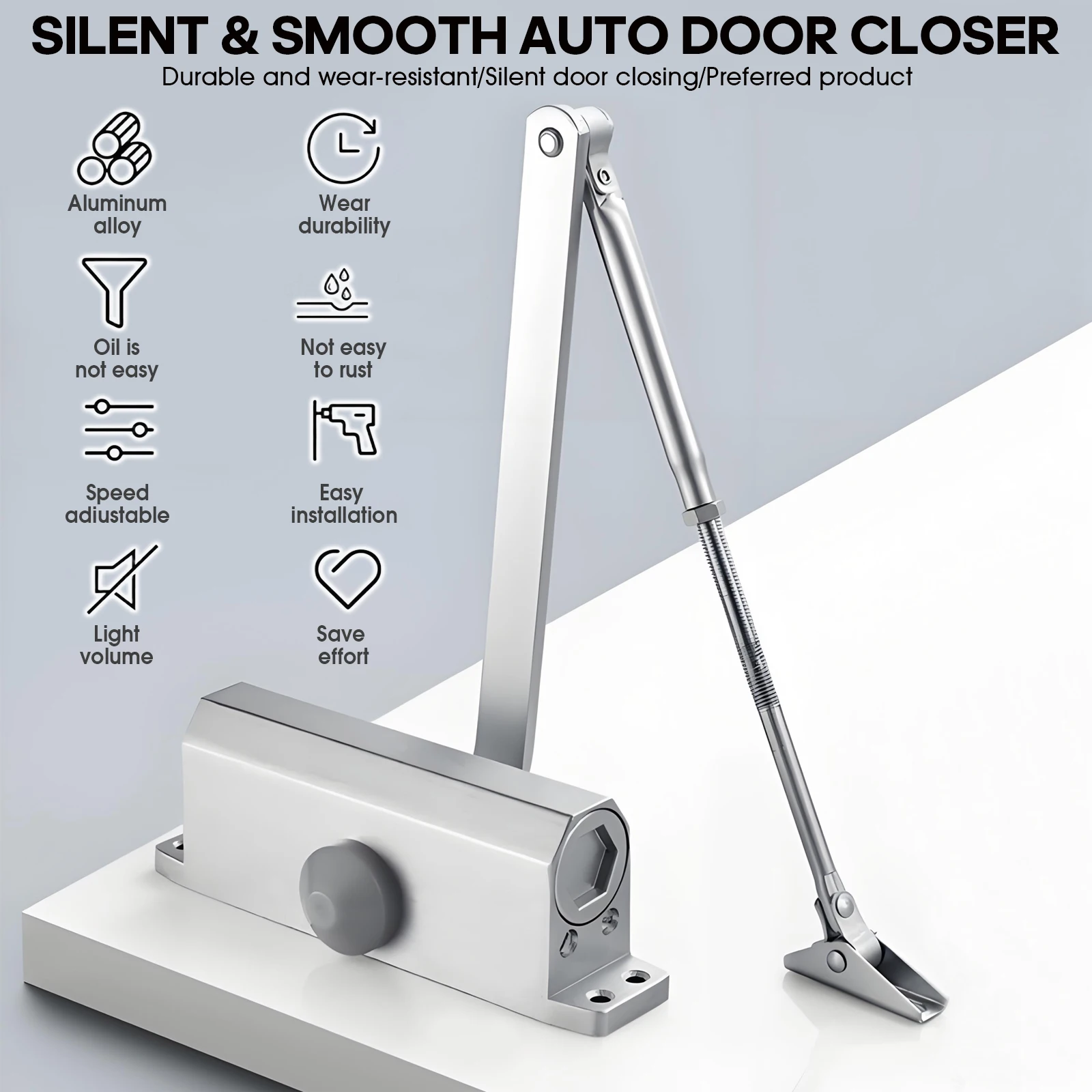 باب أوتوماتيكي شديد التحمل مع عقد مفتوح (للأبواب 132-187 رطل) غلق أبواب عاصفة هيدروليكية أوتوماتيكية #2