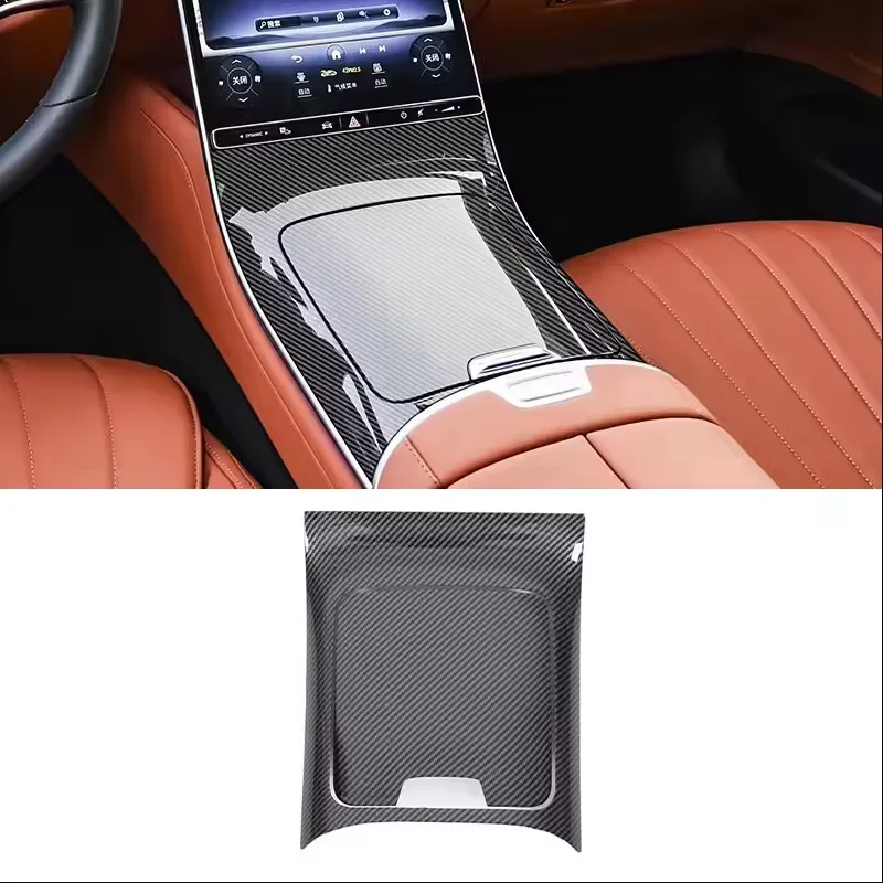 

For Mercedes Benz S Class W223 2021-2024 ABS Carbon Fiber Color Center Console Gear Shift Panel Decoration Cover Trim