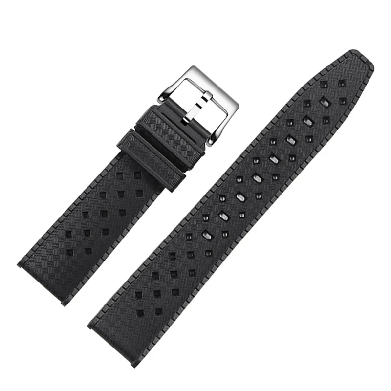 Flat Interface Rubber Watch Strap Substitute For 50 Search 5008B Series Porous Silicone Watchband 20mm