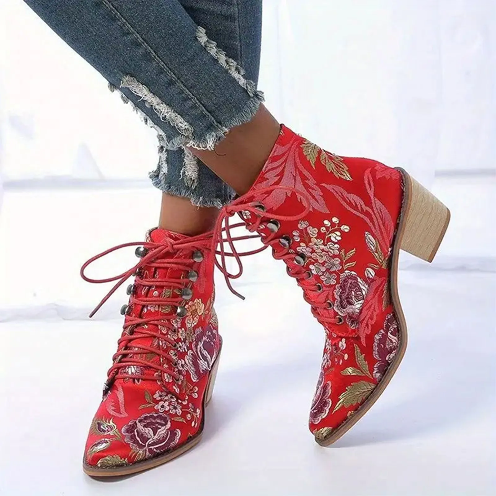 Women’s Ethnic Embroidered Ankle Boots 2