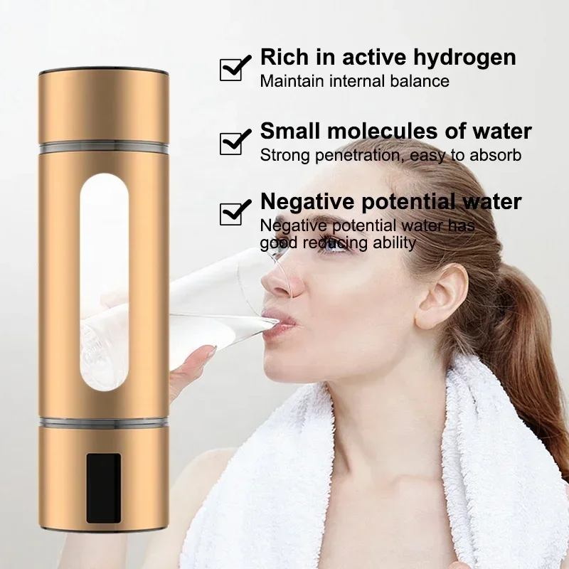 2025 260ml Hydrogen Water Generator Bottle 2000-5000ppb Portable Hydrogen Rich Water Bottle with SPE Technology