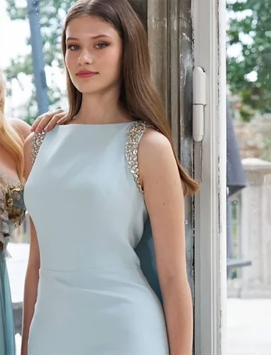 Imagen 2 del producto Vestidos de Noche sin mangas de sirena azul bebé personalizados, vestido de fiesta de boda, vestido de fiesta para ocasiones formales de alta calidad para mujer