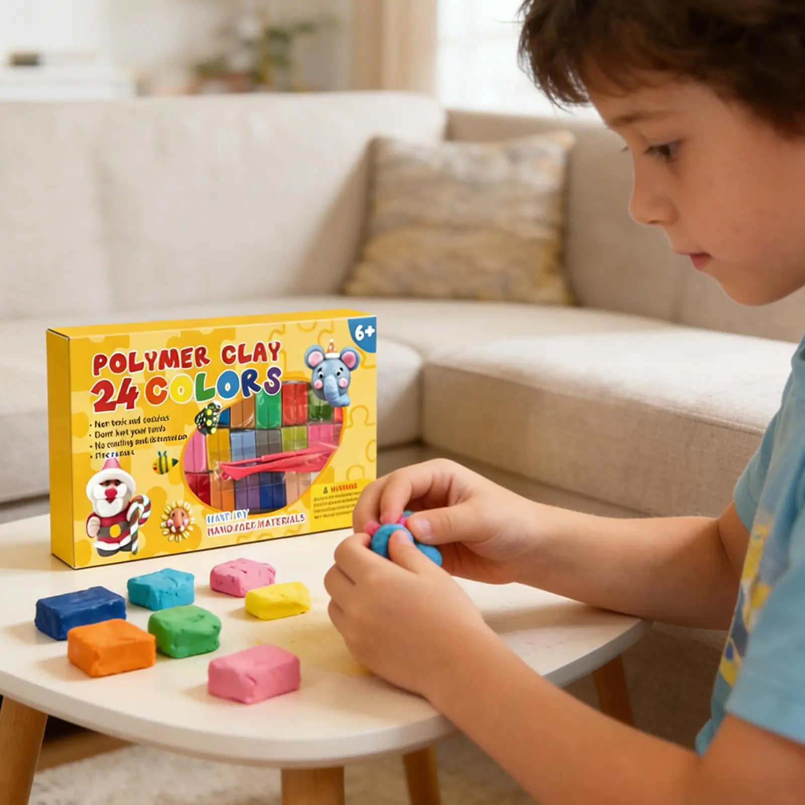 Kit de arcilla seca al aire de 24 colores, arcilla modeladora autodrenante para niños, masa para esculpir para juegos sensoriales en el hogar, escuela y aula