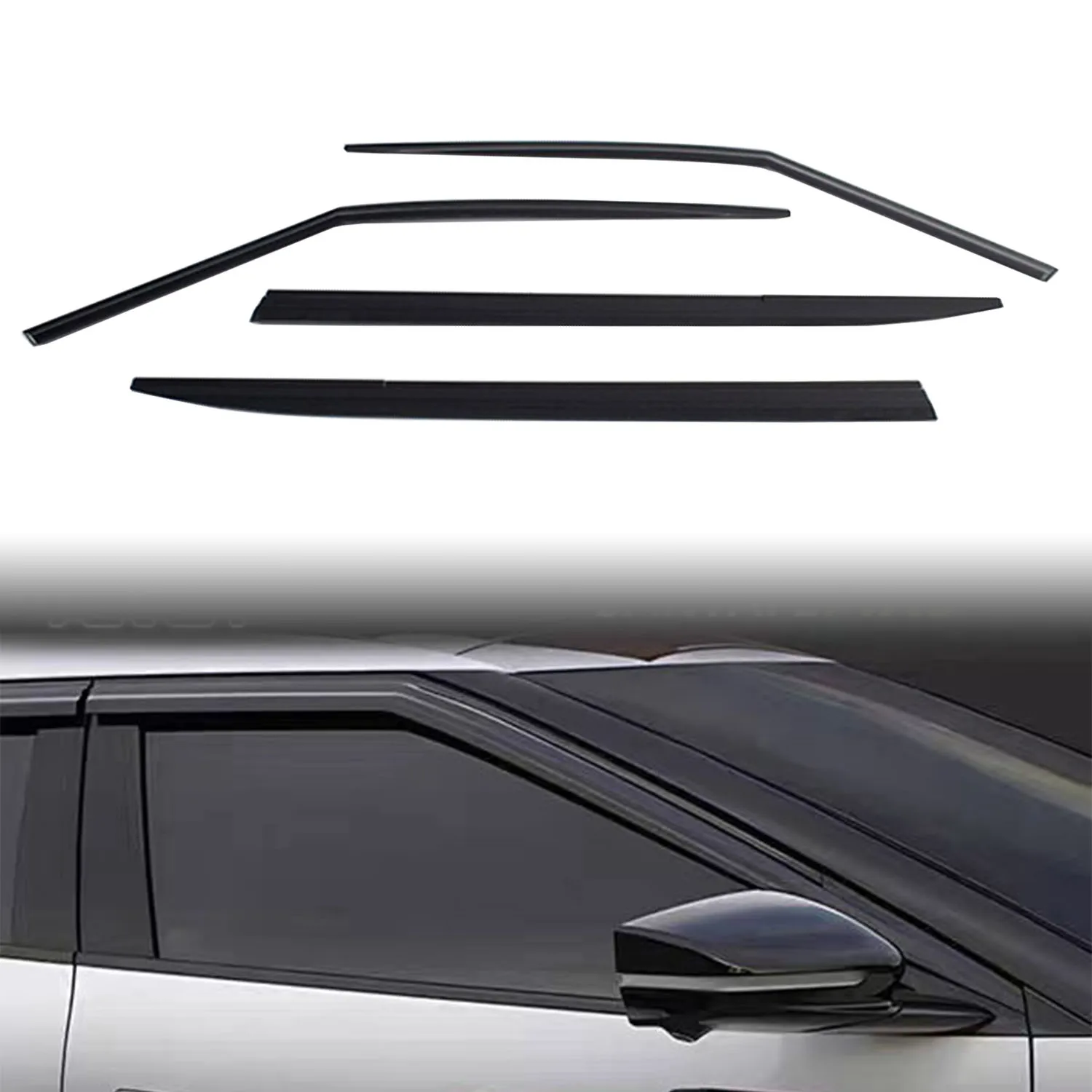 

For Hyundai Santa Fe 2024 2025 Car Accessories Exterior Window Visor Guard Deflector Rain Shield Cover ABS Black 4pcs