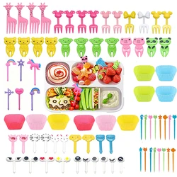 mini Fruit food picks for School Children kids Bento Lunch box accessories cute cartoon animal bear toothpicks set