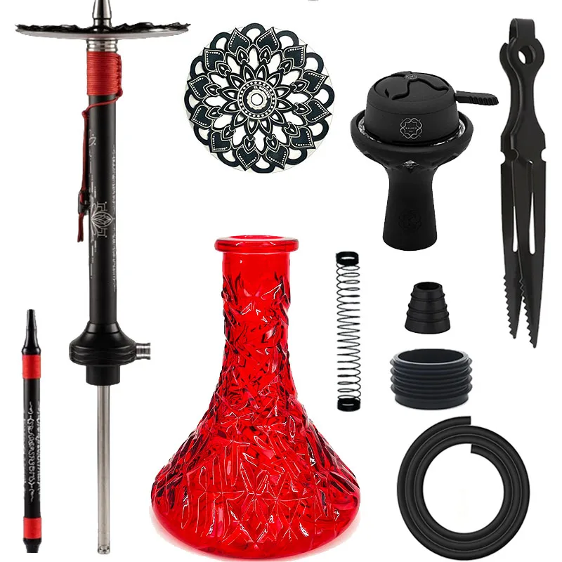 Arabic hookah pipe with lotus design gift set in a box hookah single tube with wire wrapping large size elbomber for bar or KTV