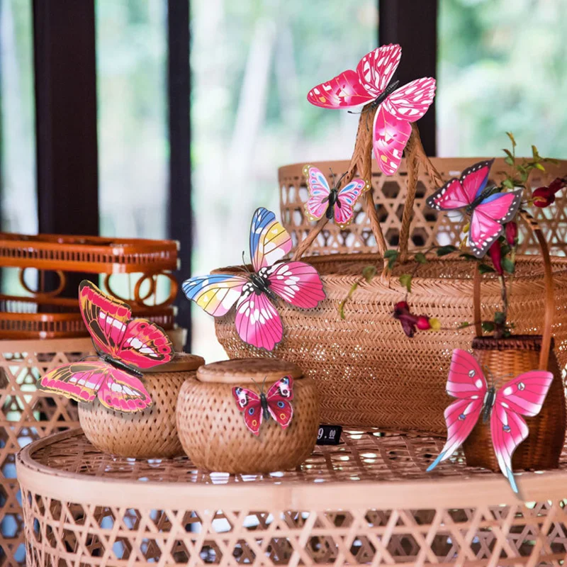 12Pcs Simulated Butterflies Creative Home Background Butterfly Stereoscopic Stickers Decoration 3D Butterfly Wall Stickers