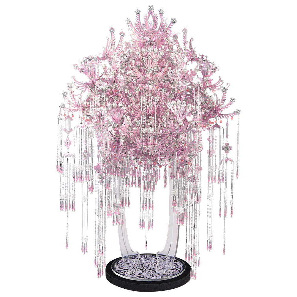 Piececool 3D Metal Model Kits Pearl-Pink Phoenix Coronet Puzzle Metal 3D Jigsaw DIY Kit for Adult Birthday Gifts