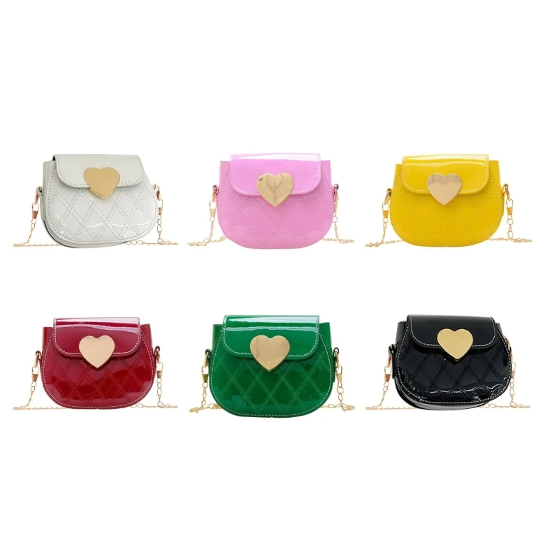 E74B Bolso hombro con patrón corazón para niños, bolsos mensajero para niños, Mini bolso cruzado para niña