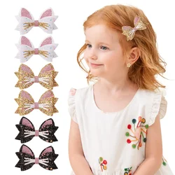 2Pcs/set Cute Gold Cat Hair Clips Glitter Cat Ear Hairpin for Baby Girl Cartoon Animals Barrettes Headwear Hair Accessories