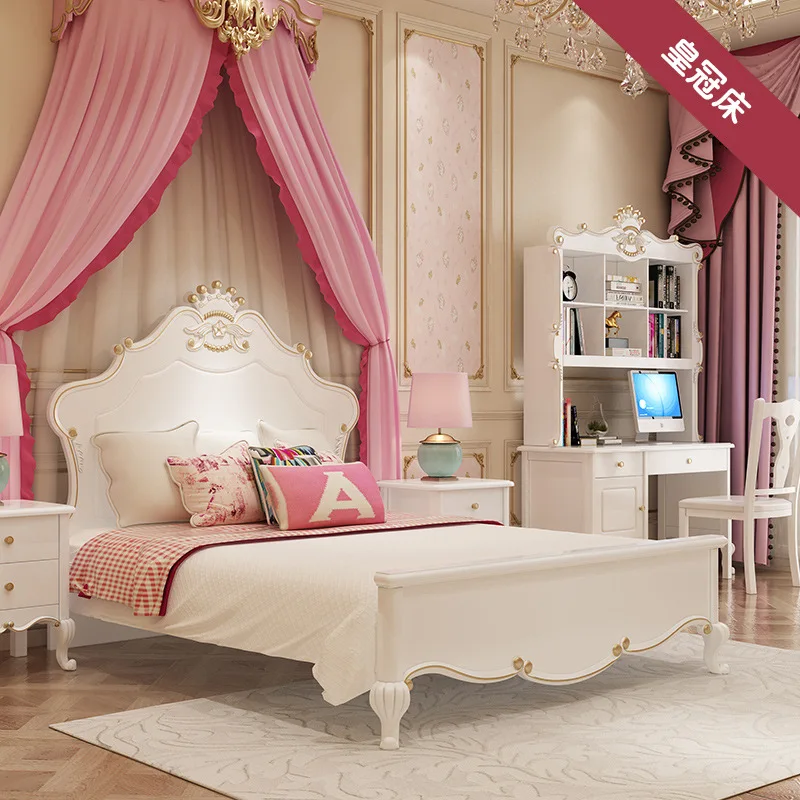 

Children's Furniture European solid Wood Princess bed Girl Children's Room Furniture Girls Children's splicing bed