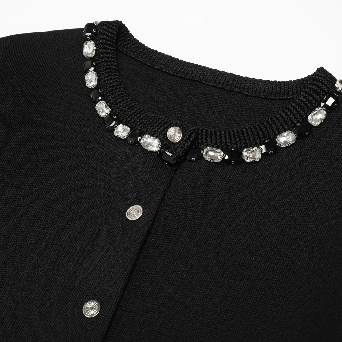 Spring/Summer Women's New Fashionable Retro Nail Bead Elastic Knitted Long Sleeved Top Cardigan+sleeveless Dress Women's Set