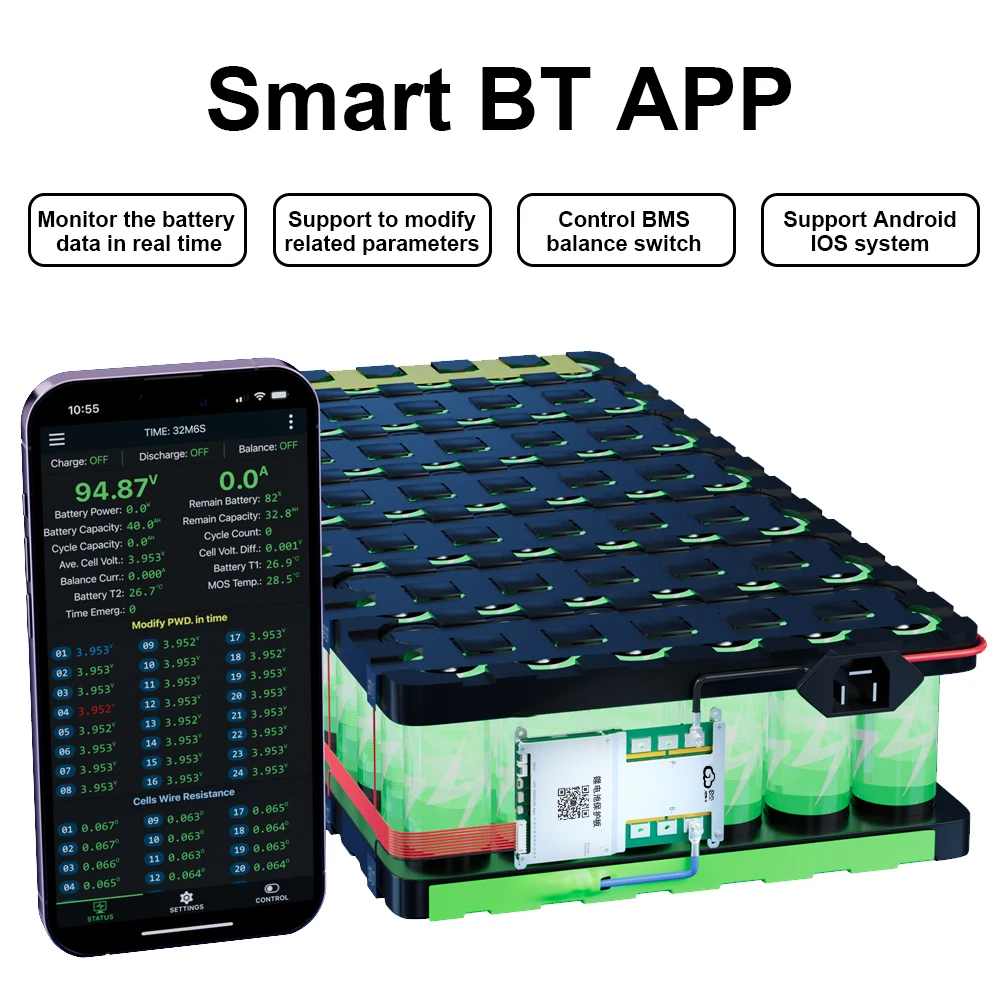 JIKONG BMS B2A8S30P with 2A Active Balance 300A Charge and Discharge Protection for 4S~8S LiFePO4 Li-ion Battery JKBMS Balancer