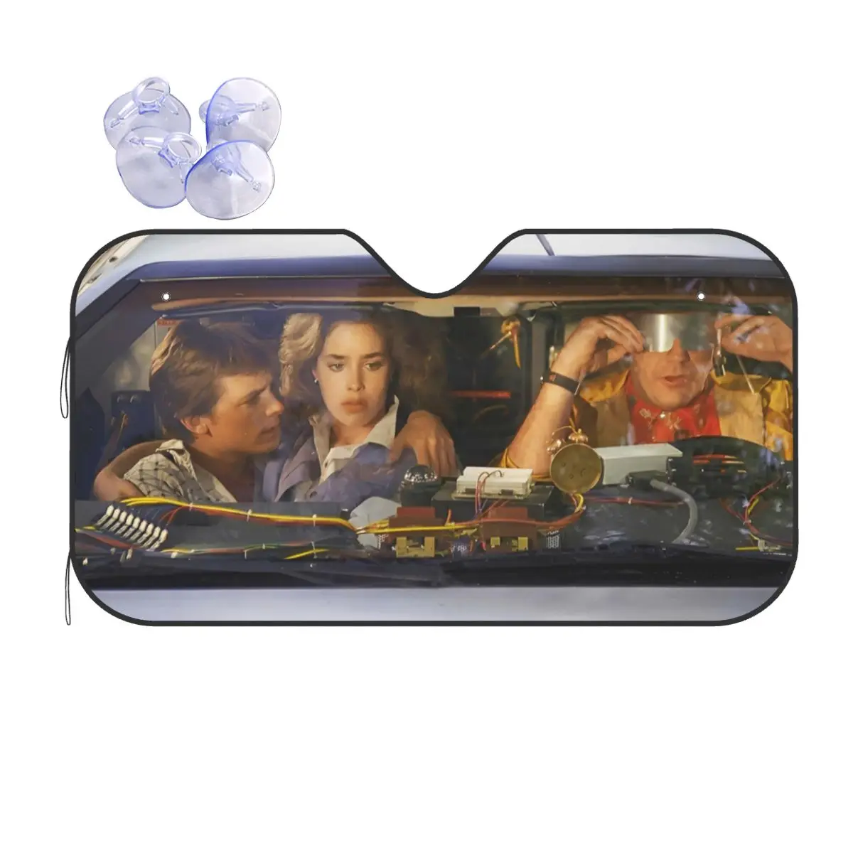 

Back To Future Movie Retractable Windshield Sunshade 76x140cm Foils Car Sunshade Sunscreen Curtain