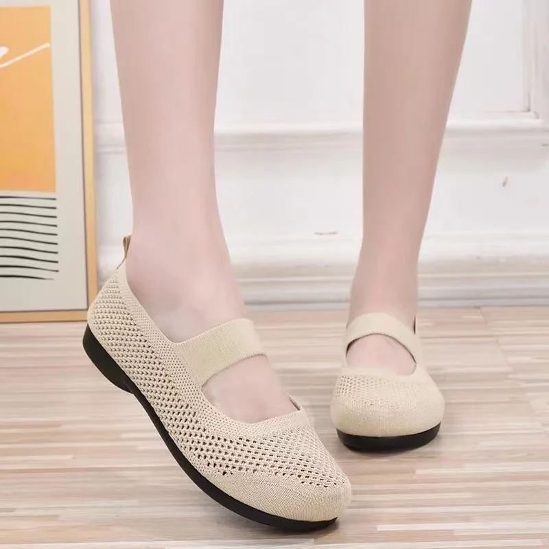 2025 Women Flats Shoes Slip on Foldable Loafers for Women Square Toe Single Shoes Hollow Out Fashion Mom Casual Shoes Ladies