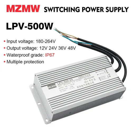 MZMW IP67 防水スイッチング電源 500 ワット 220VAC AC/DC 12V 24V 36V 48V 屋外ライトボックス LED ドライバー照明トランス