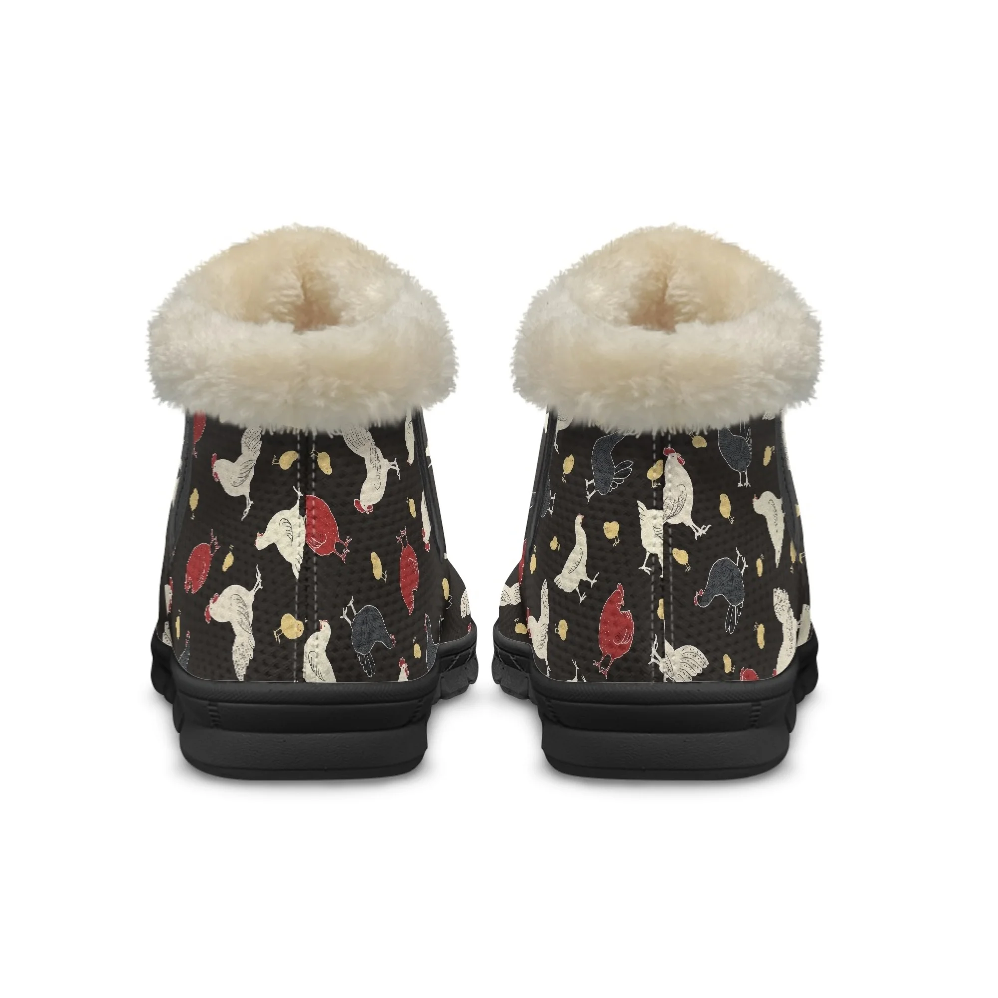 INSTANTARTS Warm Ankle Snow Boots Women Winter Rooster Print Shoes Soft Ladies Short Plush Comfortable Shoes