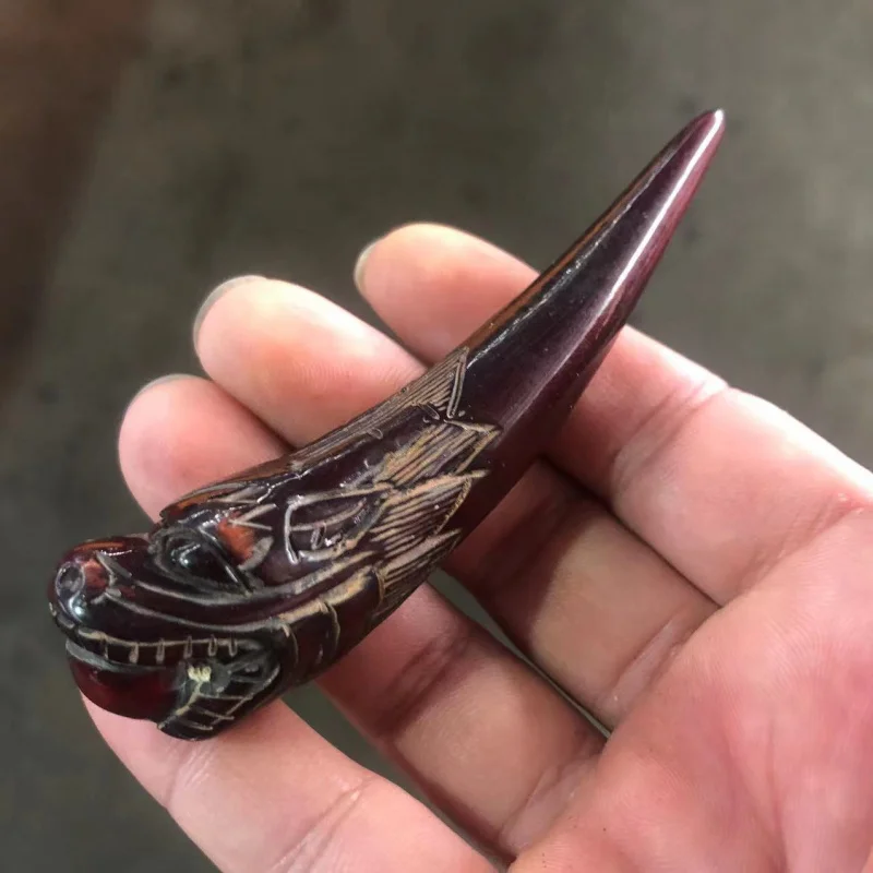 

Винтажный потертый бычий рог, подвеска в виде головы дракона, подвесной орнамент, резьба, маленькая резьба из старого рога