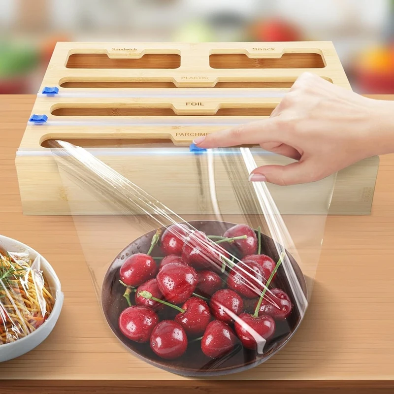 

Органайзер 5 в 1 с резаком и этикетками, диспенсер из алюминиевой фольги для кухонного держателя-ABRM