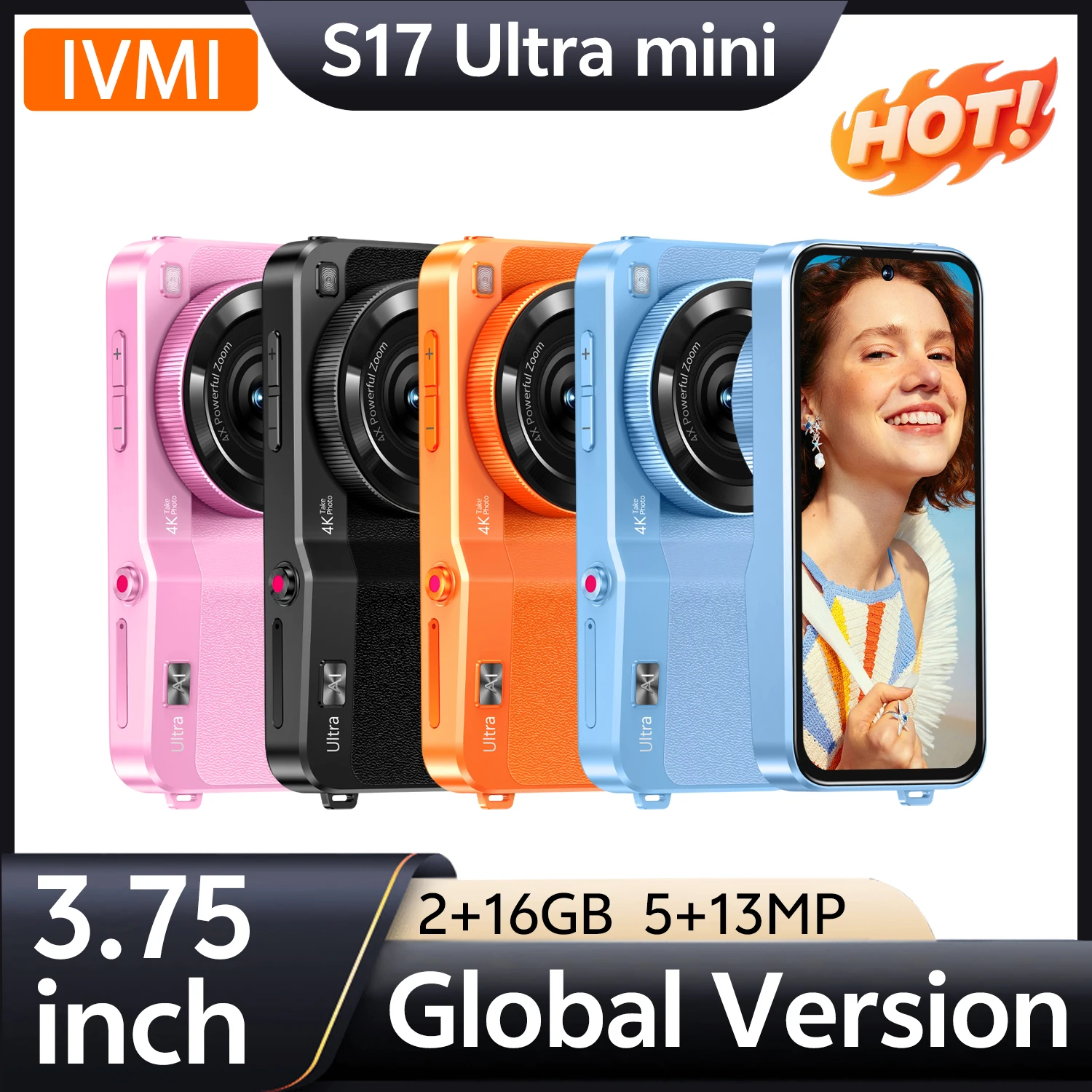 IVMI Global S17 Ultra mini Smartphone Android Cellphone 3G Dual SIM WIFI Bluetooth Play Store Screen Toys Small Mobile Phones