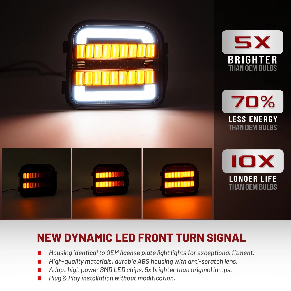 S​moked Sequential LED Turn Signal Light For Hummer H3 2006-2010 H3T Front Corner White DRL Running Parking/Side Marker Assy Kit