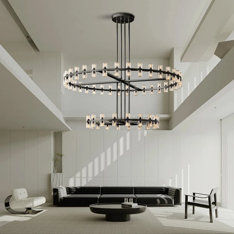 

Post-modern K9 Crystal Large Ceiling Pendant Lights Home Decoration Living Room Exhibition Luxury Lighting Villa Duplex Lampen