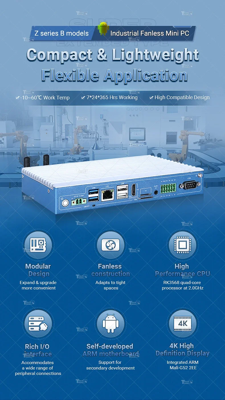 2026 Top Manufacturers Small Low Power Industrial PC Fanless Embedded Stainless Steel Modular Computer Accessories Android/Linux