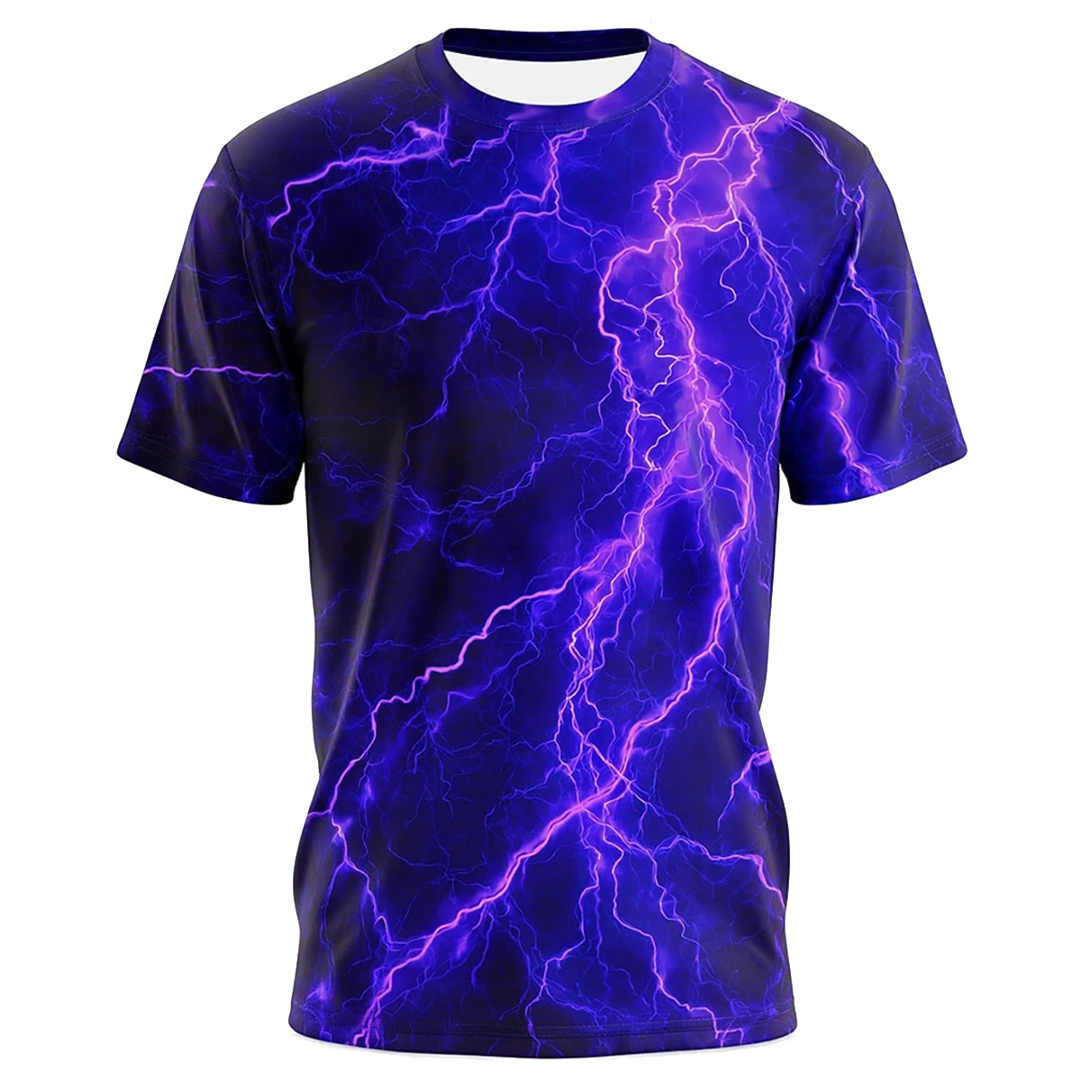 Herren-T-Shirt mit 3D-Blitzdruck, Sommer, kurzärmelig, lässig, Rundhalsausschnitt, atmungsaktiv, Street-Fashion, personalisiertes Oberteil