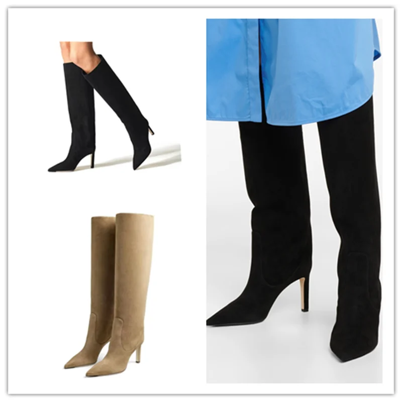 Taoffen New Arrivals Women Knee Boots  Pointed Toe Shoes For Woman Ins Western  Long Boots Winter Footwear Size 35-43