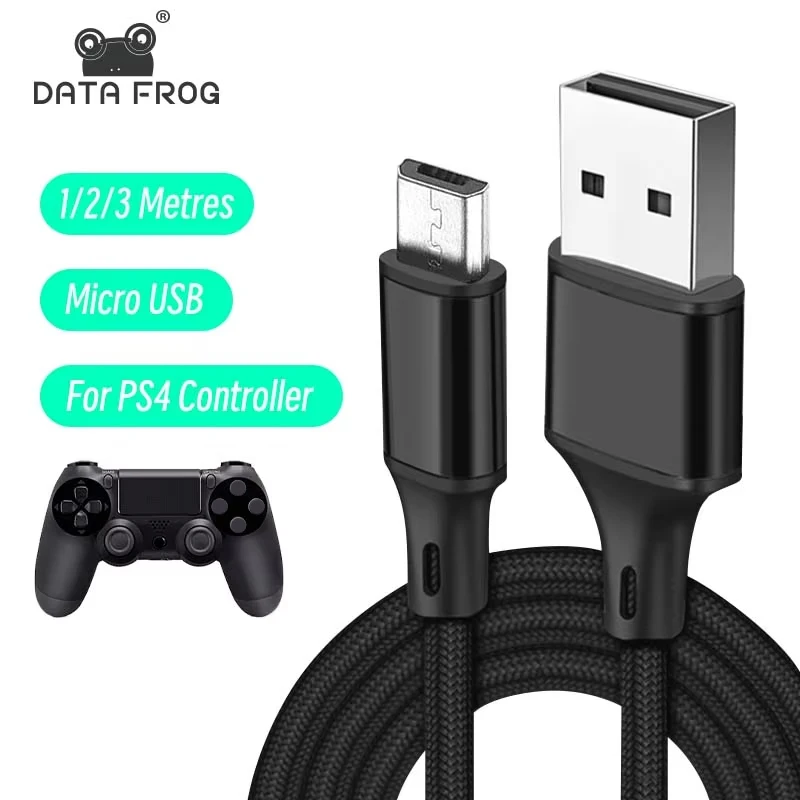 DATA FROG 1M 2M 3M câble de données de charge pour contrôleur PS4 câble de chargeur USB pour PS4 Gampad Joystick accessoires de jeu